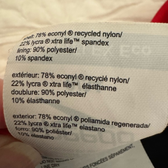 NWOT Speedo Swim One-Piece Swimsuit Red Black Size 8/34 - Picture 7 of 9